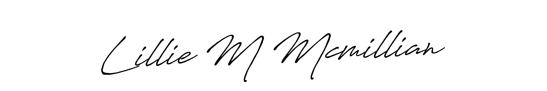 Create a beautiful signature design for name Lillie M Mcmillian. With this signature (Antro_Vectra_Bolder) fonts, you can make a handwritten signature for free. Lillie M Mcmillian signature style 7 images and pictures png