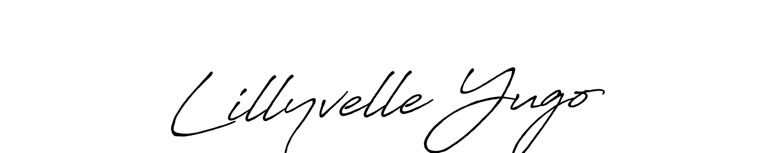 Lillyvelle Yugo stylish signature style. Best Handwritten Sign (Antro_Vectra_Bolder) for my name. Handwritten Signature Collection Ideas for my name Lillyvelle Yugo. Lillyvelle Yugo signature style 7 images and pictures png