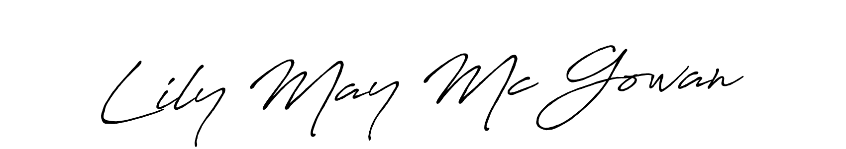 How to make Lily May Mc Gowan name signature. Use Antro_Vectra_Bolder style for creating short signs online. This is the latest handwritten sign. Lily May Mc Gowan signature style 7 images and pictures png