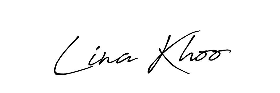 How to make Lina Khoo name signature. Use Antro_Vectra_Bolder style for creating short signs online. This is the latest handwritten sign. Lina Khoo signature style 7 images and pictures png