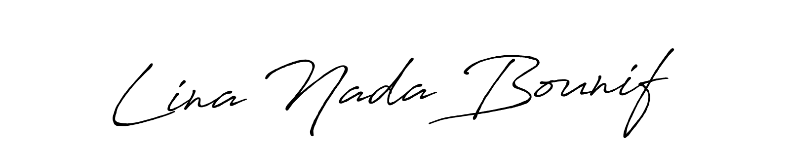 if you are searching for the best signature style for your name Lina Nada Bounif. so please give up your signature search. here we have designed multiple signature styles  using Antro_Vectra_Bolder. Lina Nada Bounif signature style 7 images and pictures png