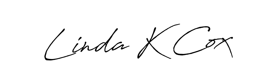 How to make Linda K Cox name signature. Use Antro_Vectra_Bolder style for creating short signs online. This is the latest handwritten sign. Linda K Cox signature style 7 images and pictures png
