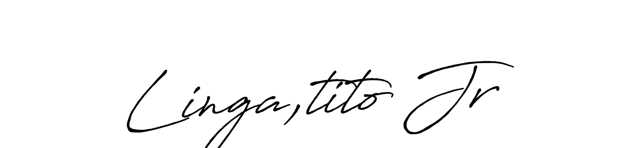 You should practise on your own different ways (Antro_Vectra_Bolder) to write your name (Linga,tito Jr) in signature. don't let someone else do it for you. Linga,tito Jr signature style 7 images and pictures png