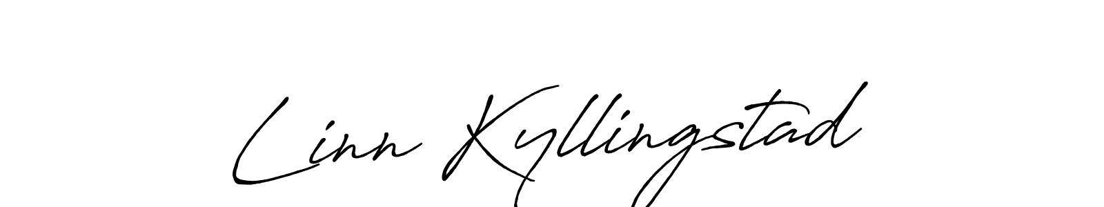 You should practise on your own different ways (Antro_Vectra_Bolder) to write your name (Linn Kyllingstad) in signature. don't let someone else do it for you. Linn Kyllingstad signature style 7 images and pictures png