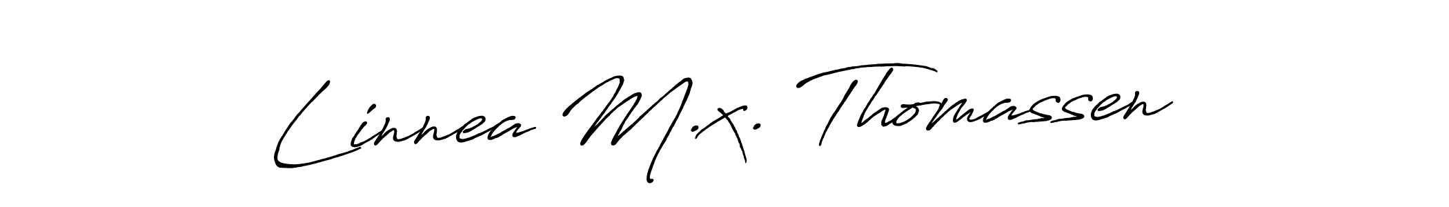 Create a beautiful signature design for name Linnea M.x. Thomassen. With this signature (Antro_Vectra_Bolder) fonts, you can make a handwritten signature for free. Linnea M.x. Thomassen signature style 7 images and pictures png