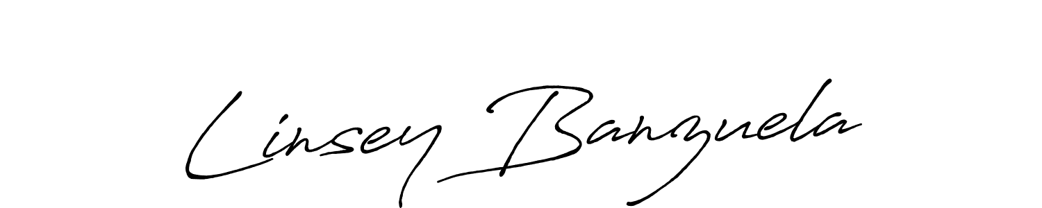 How to make Linsey Banzuela name signature. Use Antro_Vectra_Bolder style for creating short signs online. This is the latest handwritten sign. Linsey Banzuela signature style 7 images and pictures png