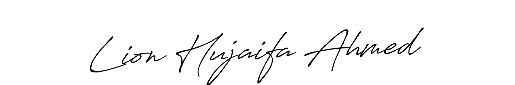 Create a beautiful signature design for name Lion Hujaifa Ahmed. With this signature (Antro_Vectra_Bolder) fonts, you can make a handwritten signature for free. Lion Hujaifa Ahmed signature style 7 images and pictures png