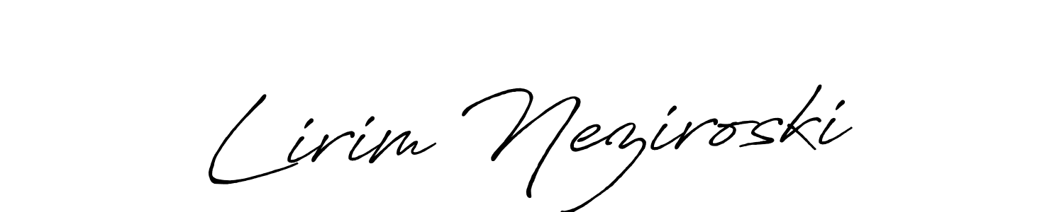 Make a beautiful signature design for name Lirim Neziroski. With this signature (Antro_Vectra_Bolder) style, you can create a handwritten signature for free. Lirim Neziroski signature style 7 images and pictures png