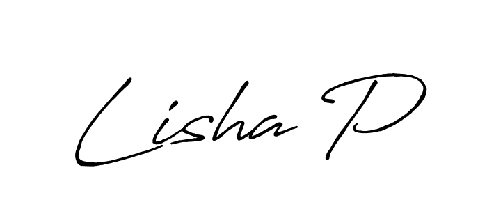 Lisha P stylish signature style. Best Handwritten Sign (Antro_Vectra_Bolder) for my name. Handwritten Signature Collection Ideas for my name Lisha P. Lisha P signature style 7 images and pictures png