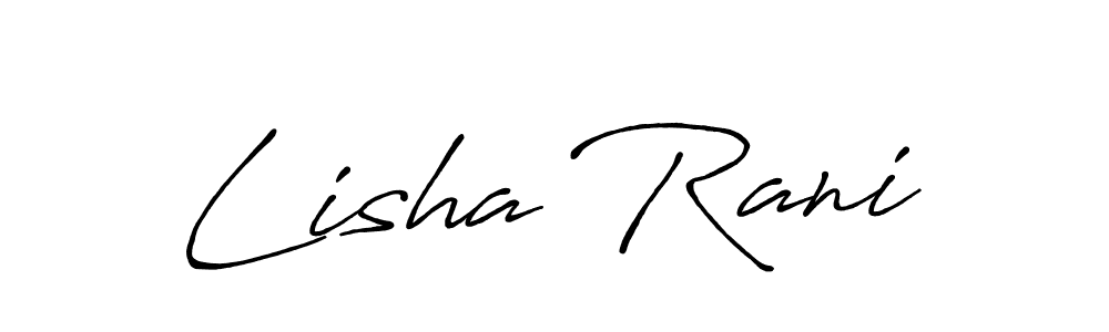 How to make Lisha Rani name signature. Use Antro_Vectra_Bolder style for creating short signs online. This is the latest handwritten sign. Lisha Rani signature style 7 images and pictures png