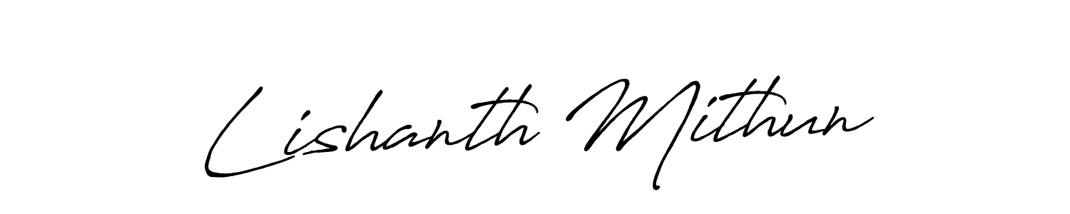 Create a beautiful signature design for name Lishanth Mithun. With this signature (Antro_Vectra_Bolder) fonts, you can make a handwritten signature for free. Lishanth Mithun signature style 7 images and pictures png