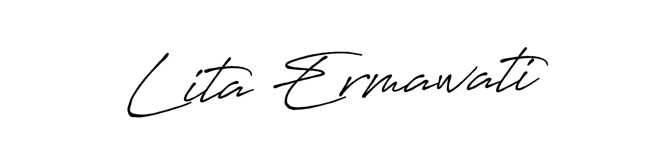 Similarly Antro_Vectra_Bolder is the best handwritten signature design. Signature creator online .You can use it as an online autograph creator for name Lita Ermawati. Lita Ermawati signature style 7 images and pictures png