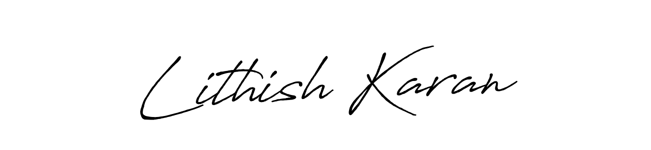How to make Lithish Karan name signature. Use Antro_Vectra_Bolder style for creating short signs online. This is the latest handwritten sign. Lithish Karan signature style 7 images and pictures png