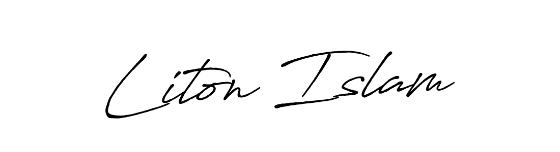 Make a beautiful signature design for name Liton Islam. With this signature (Antro_Vectra_Bolder) style, you can create a handwritten signature for free. Liton Islam signature style 7 images and pictures png