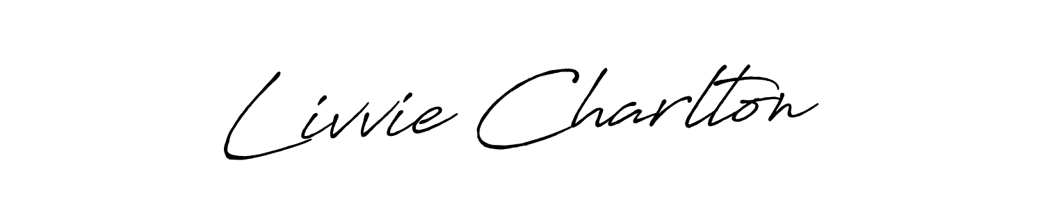 if you are searching for the best signature style for your name Livvie Charlton. so please give up your signature search. here we have designed multiple signature styles  using Antro_Vectra_Bolder. Livvie Charlton signature style 7 images and pictures png
