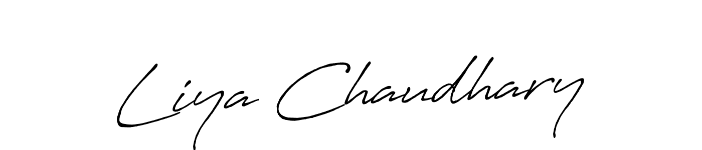 How to make Liya Chaudhary name signature. Use Antro_Vectra_Bolder style for creating short signs online. This is the latest handwritten sign. Liya Chaudhary signature style 7 images and pictures png