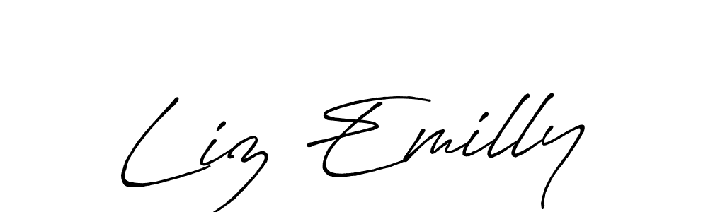 The best way (Antro_Vectra_Bolder) to make a short signature is to pick only two or three words in your name. The name Liz Emilly include a total of six letters. For converting this name. Liz Emilly signature style 7 images and pictures png