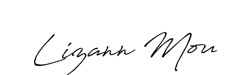 You should practise on your own different ways (Antro_Vectra_Bolder) to write your name (Lizann Mou) in signature. don't let someone else do it for you. Lizann Mou signature style 7 images and pictures png