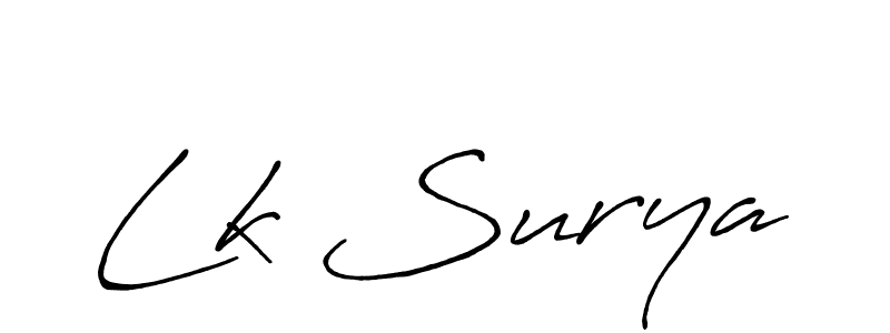 Antro_Vectra_Bolder is a professional signature style that is perfect for those who want to add a touch of class to their signature. It is also a great choice for those who want to make their signature more unique. Get Lk Surya name to fancy signature for free. Lk Surya signature style 7 images and pictures png