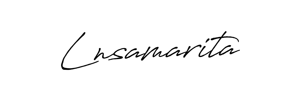 The best way (Antro_Vectra_Bolder) to make a short signature is to pick only two or three words in your name. The name Lnsamarita include a total of six letters. For converting this name. Lnsamarita signature style 7 images and pictures png