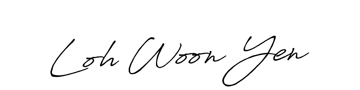 Use a signature maker to create a handwritten signature online. With this signature software, you can design (Antro_Vectra_Bolder) your own signature for name Loh Woon Yen. Loh Woon Yen signature style 7 images and pictures png