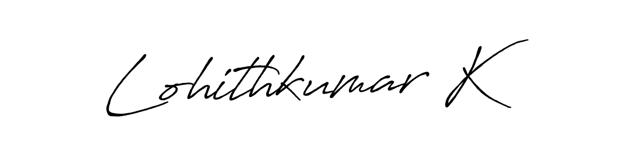 The best way (Antro_Vectra_Bolder) to make a short signature is to pick only two or three words in your name. The name Lohithkumar K include a total of six letters. For converting this name. Lohithkumar K signature style 7 images and pictures png