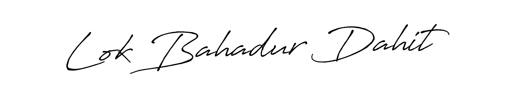 Create a beautiful signature design for name Lok Bahadur Dahit. With this signature (Antro_Vectra_Bolder) fonts, you can make a handwritten signature for free. Lok Bahadur Dahit signature style 7 images and pictures png