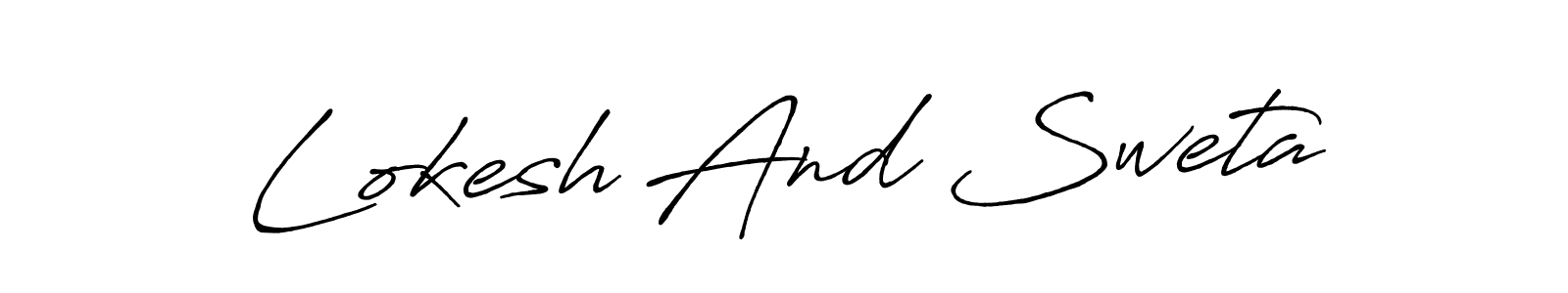Make a beautiful signature design for name Lokesh And Sweta. With this signature (Antro_Vectra_Bolder) style, you can create a handwritten signature for free. Lokesh And Sweta signature style 7 images and pictures png