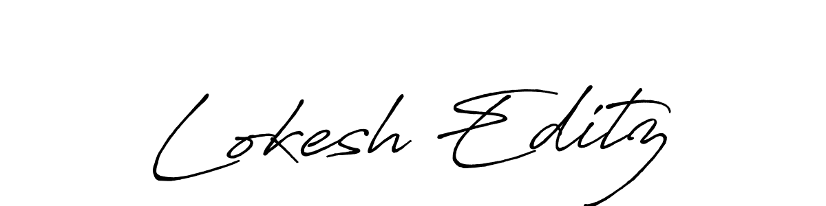 How to make Lokesh Editz name signature. Use Antro_Vectra_Bolder style for creating short signs online. This is the latest handwritten sign. Lokesh Editz signature style 7 images and pictures png
