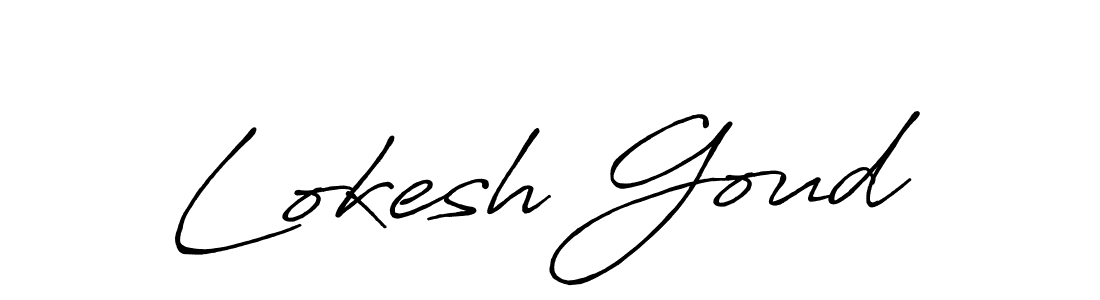 How to make Lokesh Goud name signature. Use Antro_Vectra_Bolder style for creating short signs online. This is the latest handwritten sign. Lokesh Goud signature style 7 images and pictures png