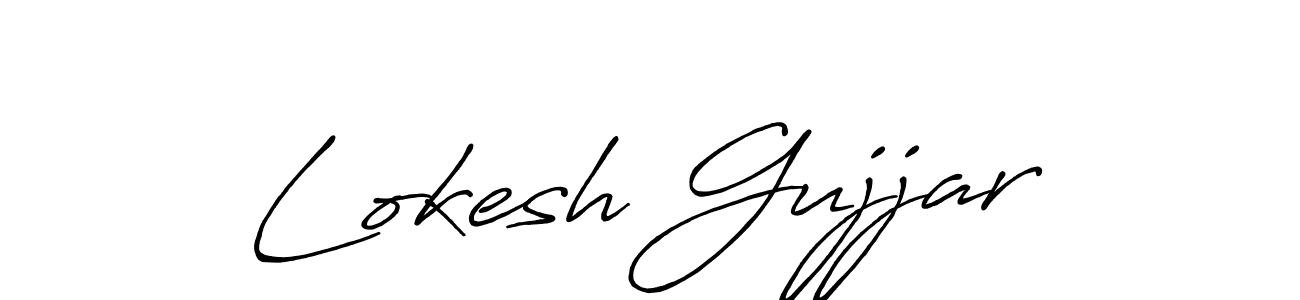 Make a beautiful signature design for name Lokesh Gujjar. With this signature (Antro_Vectra_Bolder) style, you can create a handwritten signature for free. Lokesh Gujjar signature style 7 images and pictures png