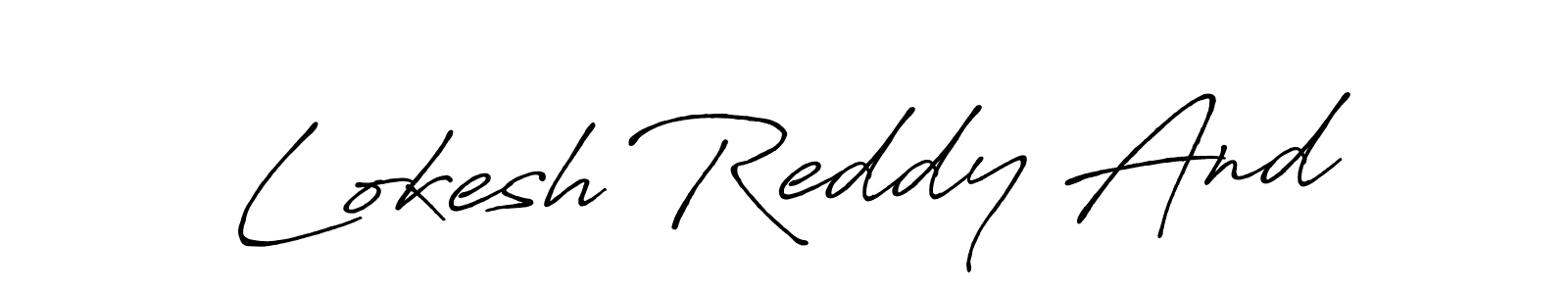 How to make Lokesh Reddy And name signature. Use Antro_Vectra_Bolder style for creating short signs online. This is the latest handwritten sign. Lokesh Reddy And signature style 7 images and pictures png