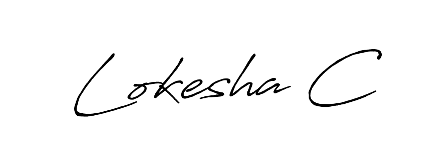 How to make Lokesha C name signature. Use Antro_Vectra_Bolder style for creating short signs online. This is the latest handwritten sign. Lokesha C signature style 7 images and pictures png