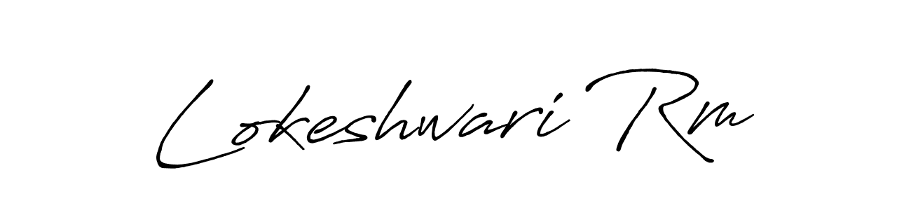 How to make Lokeshwari Rm name signature. Use Antro_Vectra_Bolder style for creating short signs online. This is the latest handwritten sign. Lokeshwari Rm signature style 7 images and pictures png