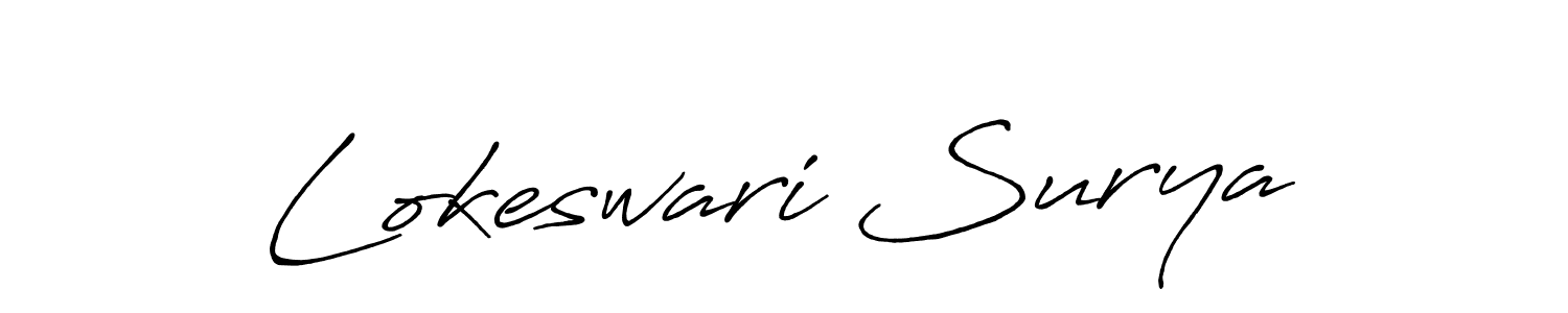 Create a beautiful signature design for name Lokeswari Surya. With this signature (Antro_Vectra_Bolder) fonts, you can make a handwritten signature for free. Lokeswari Surya signature style 7 images and pictures png