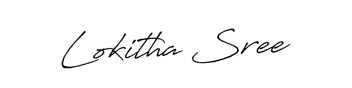 How to make Lokitha Sree name signature. Use Antro_Vectra_Bolder style for creating short signs online. This is the latest handwritten sign. Lokitha Sree signature style 7 images and pictures png