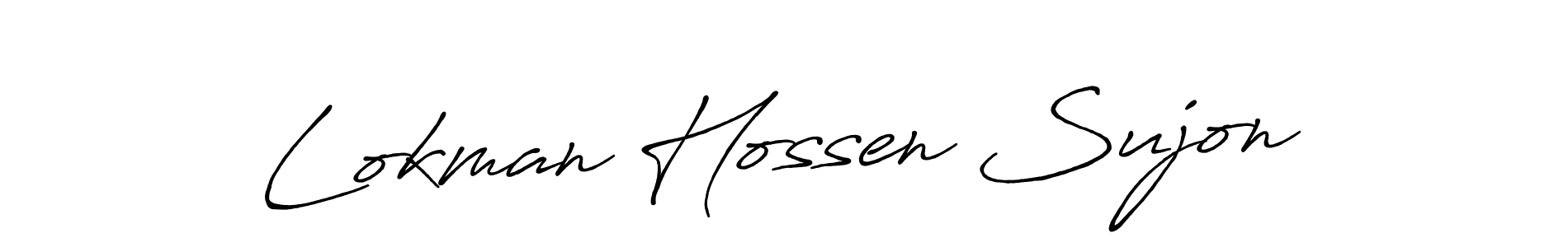 You should practise on your own different ways (Antro_Vectra_Bolder) to write your name (Lokman Hossen Sujon) in signature. don't let someone else do it for you. Lokman Hossen Sujon signature style 7 images and pictures png