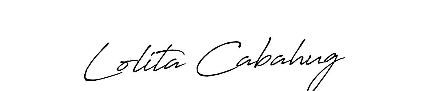 Make a beautiful signature design for name Lolita Cabahug. With this signature (Antro_Vectra_Bolder) style, you can create a handwritten signature for free. Lolita Cabahug signature style 7 images and pictures png