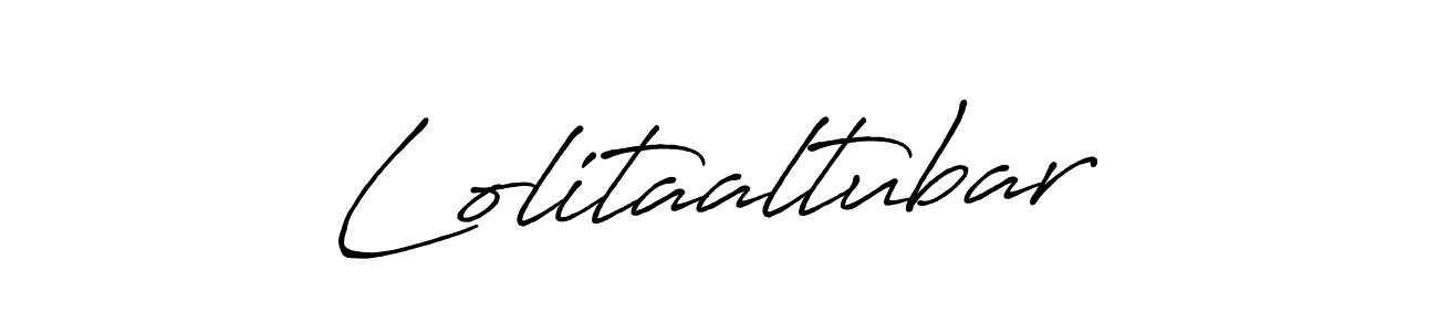 How to make Lolitaaltubar name signature. Use Antro_Vectra_Bolder style for creating short signs online. This is the latest handwritten sign. Lolitaaltubar signature style 7 images and pictures png