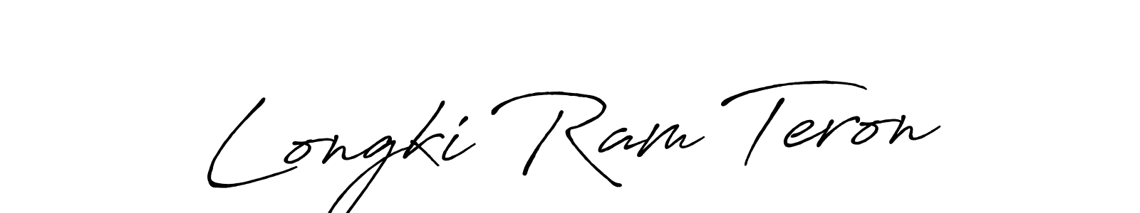 How to make Longki Ram Teron name signature. Use Antro_Vectra_Bolder style for creating short signs online. This is the latest handwritten sign. Longki Ram Teron signature style 7 images and pictures png