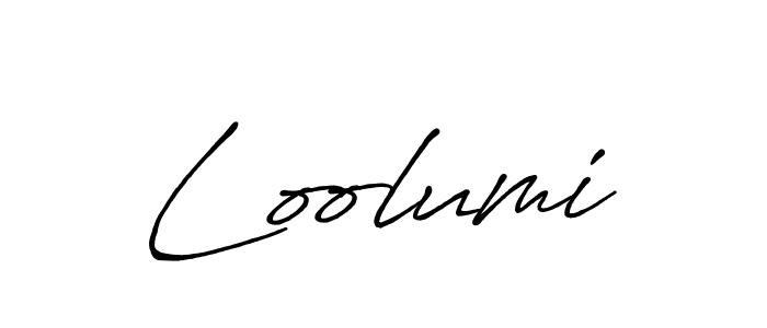 How to make Loolumi signature? Antro_Vectra_Bolder is a professional autograph style. Create handwritten signature for Loolumi name. Loolumi signature style 7 images and pictures png