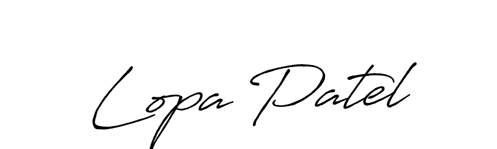 Make a beautiful signature design for name Lopa Patel. With this signature (Antro_Vectra_Bolder) style, you can create a handwritten signature for free. Lopa Patel signature style 7 images and pictures png