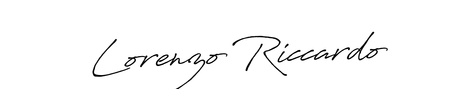 Create a beautiful signature design for name Lorenzo Riccardo. With this signature (Antro_Vectra_Bolder) fonts, you can make a handwritten signature for free. Lorenzo Riccardo signature style 7 images and pictures png