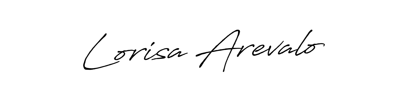 How to make Lorisa Arevalo name signature. Use Antro_Vectra_Bolder style for creating short signs online. This is the latest handwritten sign. Lorisa Arevalo signature style 7 images and pictures png