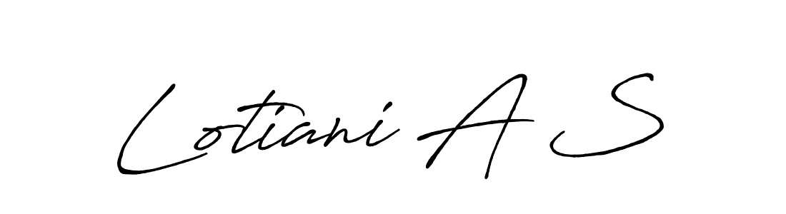How to make Lotiani A S name signature. Use Antro_Vectra_Bolder style for creating short signs online. This is the latest handwritten sign. Lotiani A S signature style 7 images and pictures png
