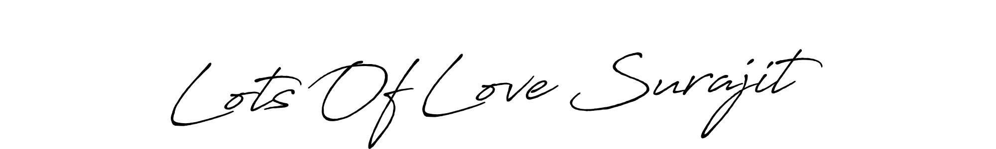 The best way (Antro_Vectra_Bolder) to make a short signature is to pick only two or three words in your name. The name Lots Of Love Surajit include a total of six letters. For converting this name. Lots Of Love Surajit signature style 7 images and pictures png