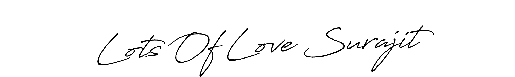 The best way (Antro_Vectra_Bolder) to make a short signature is to pick only two or three words in your name. The name Lots Of Love Surajit include a total of six letters. For converting this name. Lots Of Love Surajit signature style 7 images and pictures png