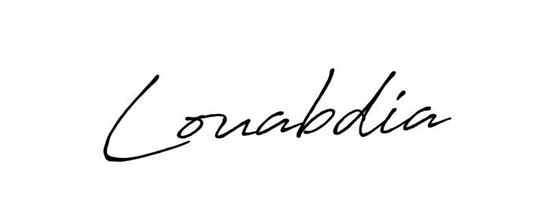 The best way (Antro_Vectra_Bolder) to make a short signature is to pick only two or three words in your name. The name Louabdia include a total of six letters. For converting this name. Louabdia signature style 7 images and pictures png