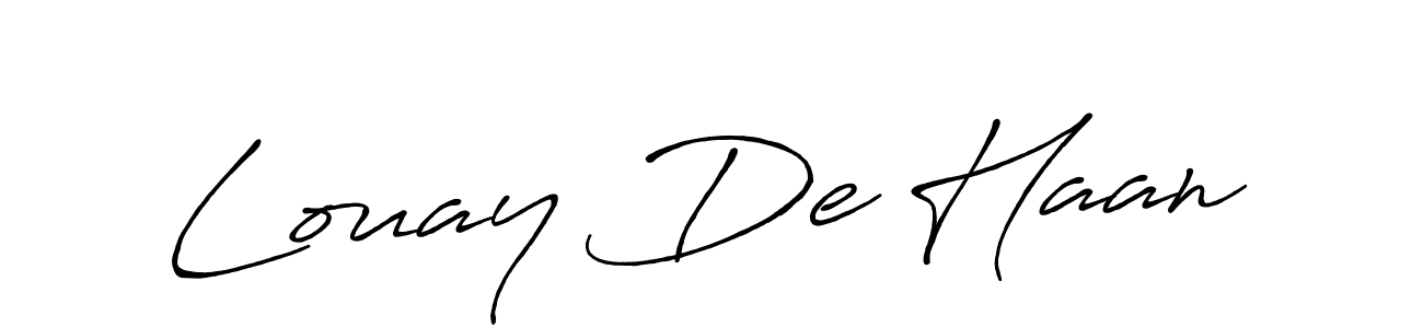 Also You can easily find your signature by using the search form. We will create Louay De Haan name handwritten signature images for you free of cost using Antro_Vectra_Bolder sign style. Louay De Haan signature style 7 images and pictures png