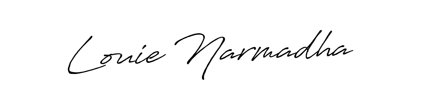 Make a beautiful signature design for name Louie Narmadha. With this signature (Antro_Vectra_Bolder) style, you can create a handwritten signature for free. Louie Narmadha signature style 7 images and pictures png